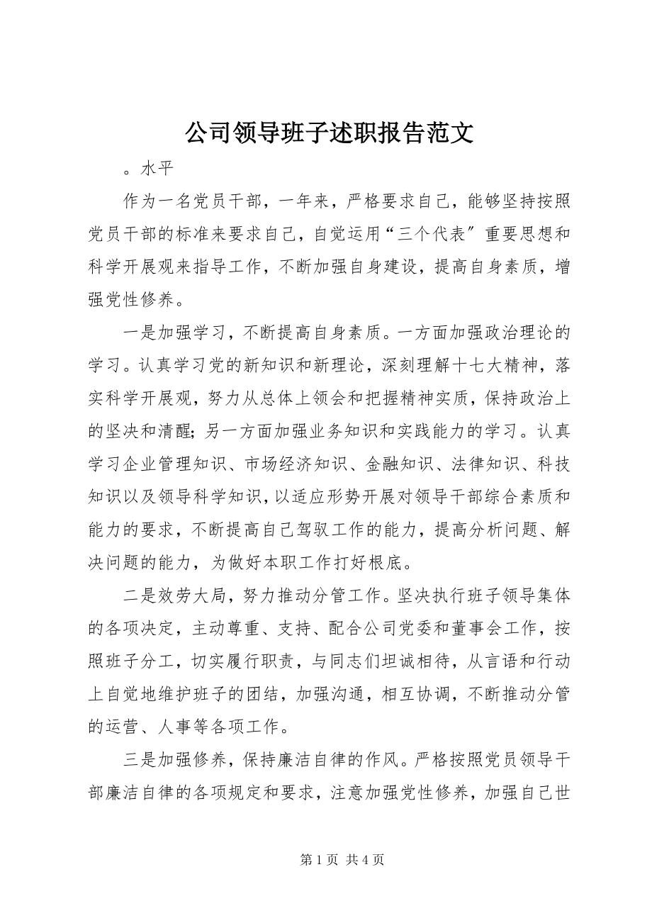 2023年公司领导班子述职报告2.docx_第1页