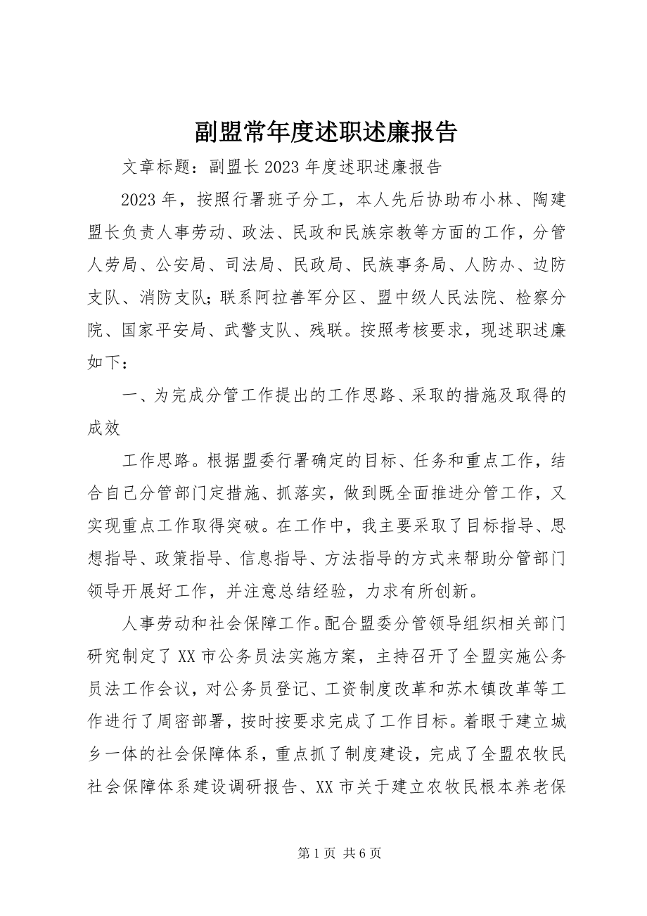 2023年副盟长年度述职述廉报告.docx_第1页