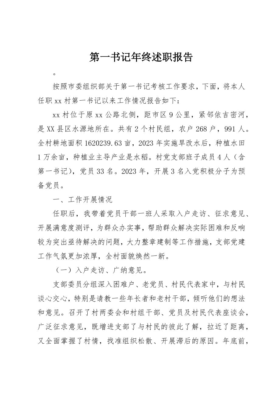 2023年第一书记年终述职报告新编.docx_第1页