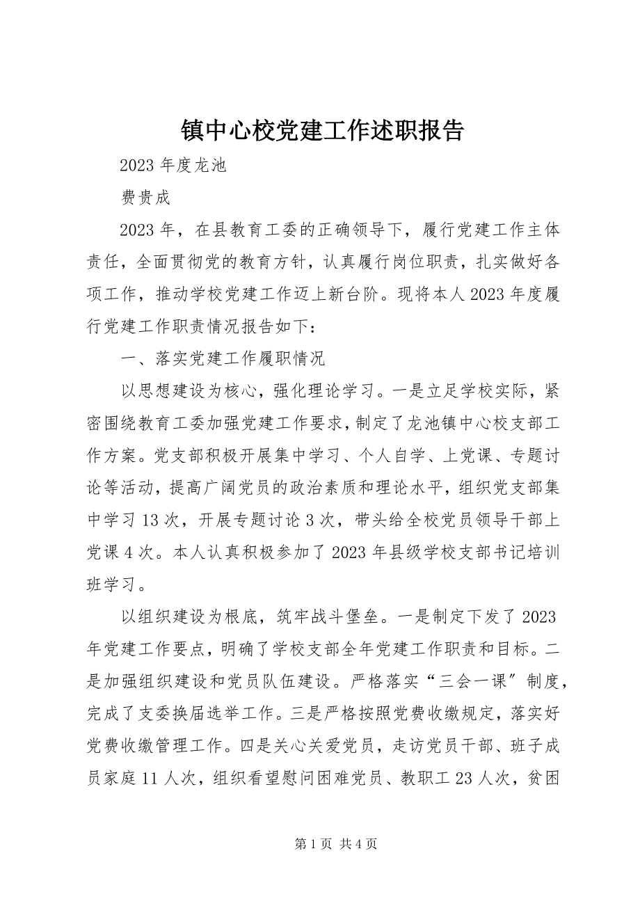 2023年镇中心校党建工作述职报告.docx_第1页