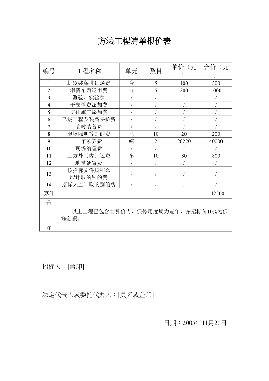 2023年建筑行业措施项目清单报价表.docx_第1页