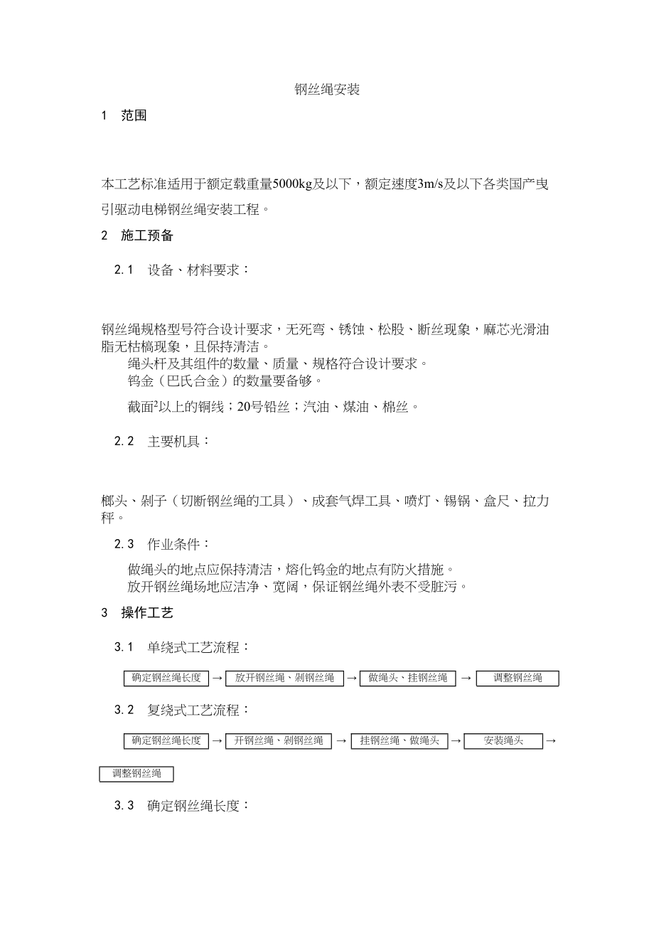 2023年建筑行业电梯钢丝绳安装.docx_第1页