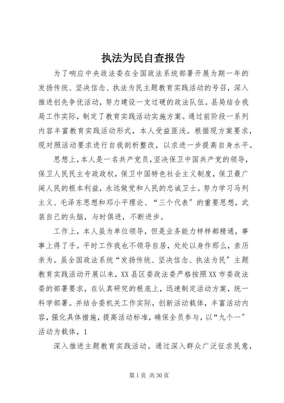 2023年执法为民自查报告.docx_第1页