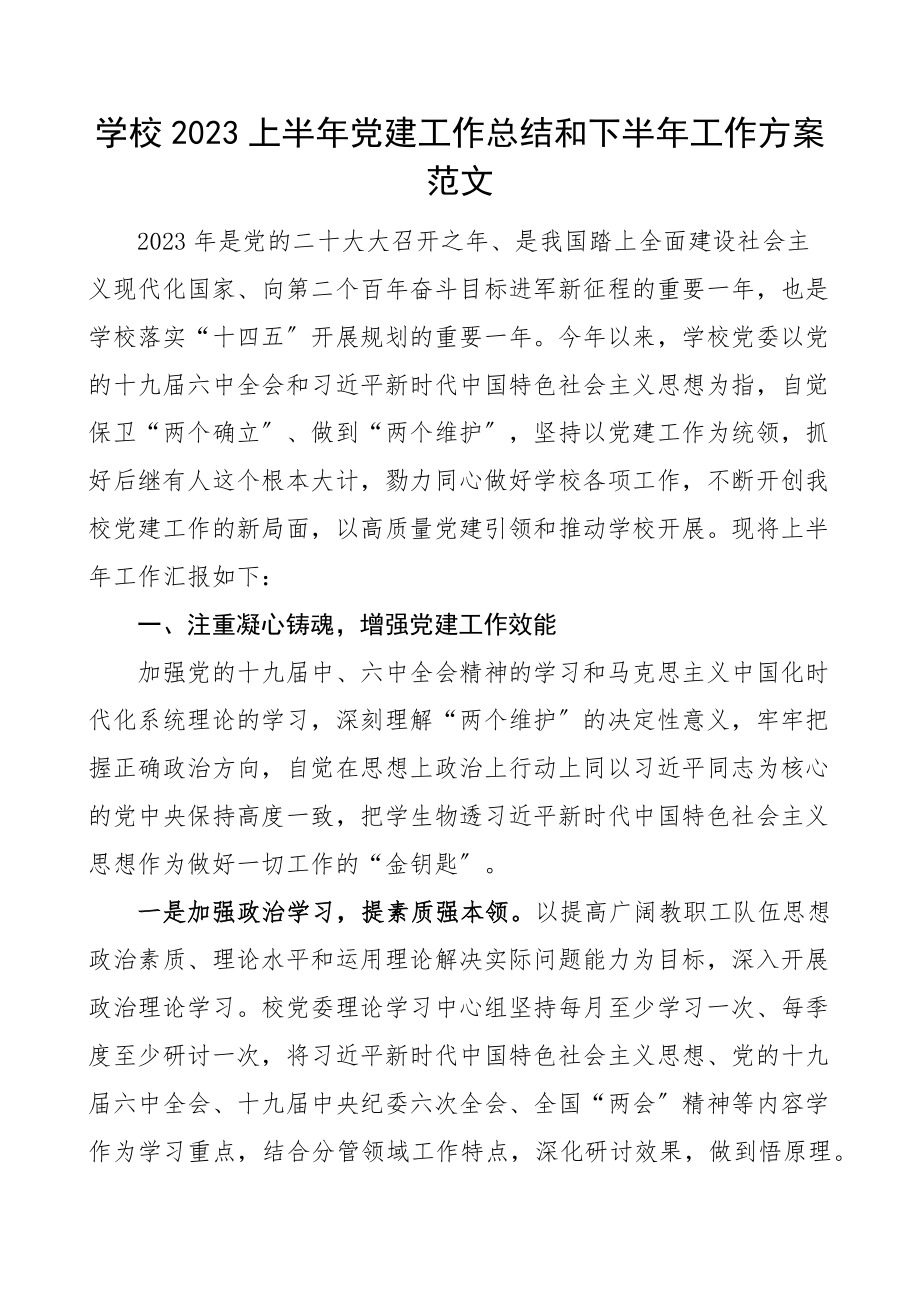 上半年党建工作总结和下半年工作计划范文党建工作汇报报告.docx_第1页