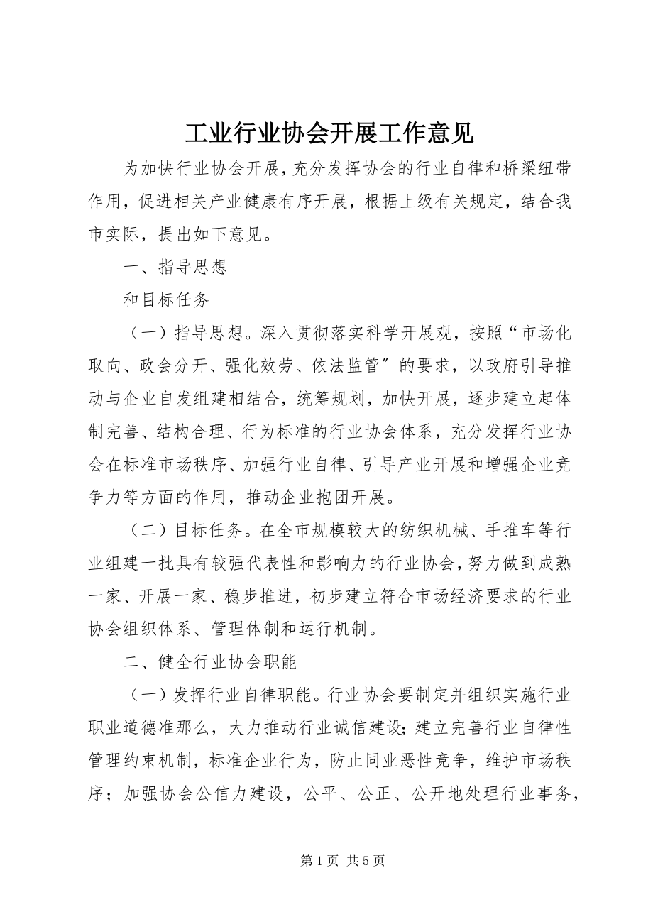 2023年工业行业协会发展工作意见.docx_第1页