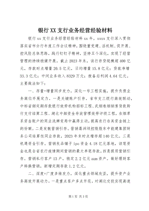 2023年银行XX支行业务经营经验材料.docx