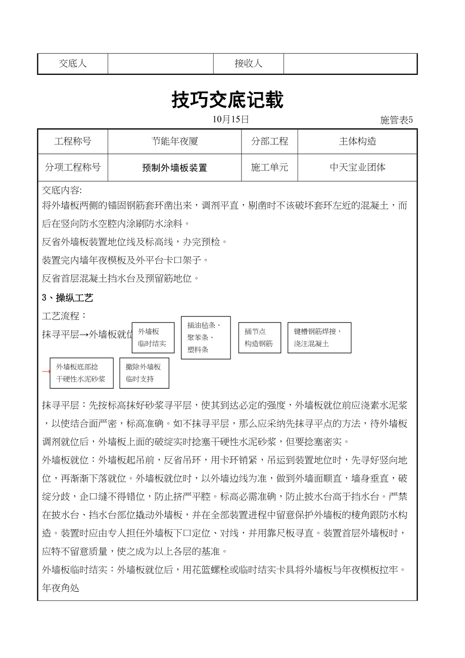 2023年建筑行业预制外墙板安装交底记录.docx_第2页