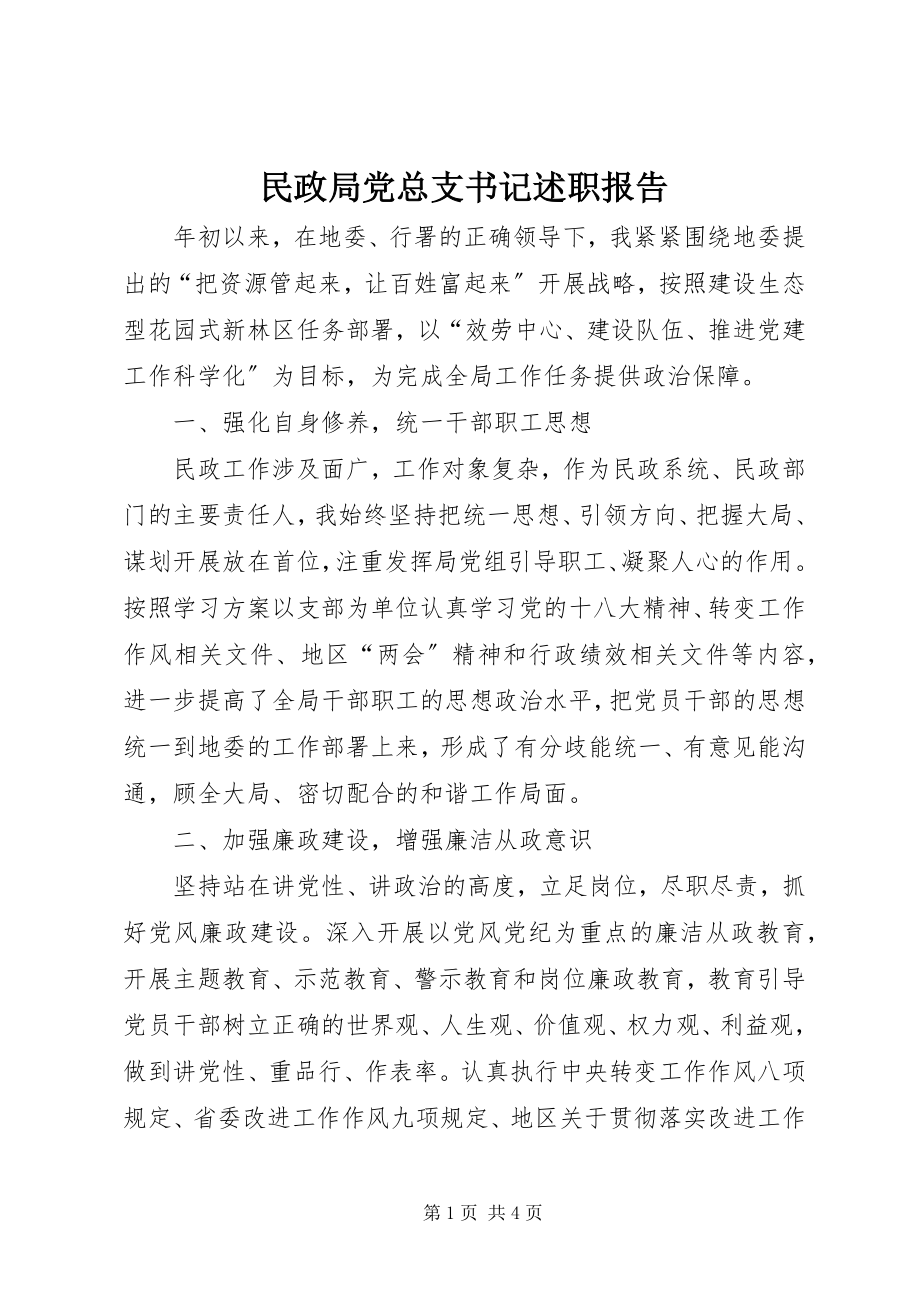 2023年民政局党总支书记述职报告.docx_第1页