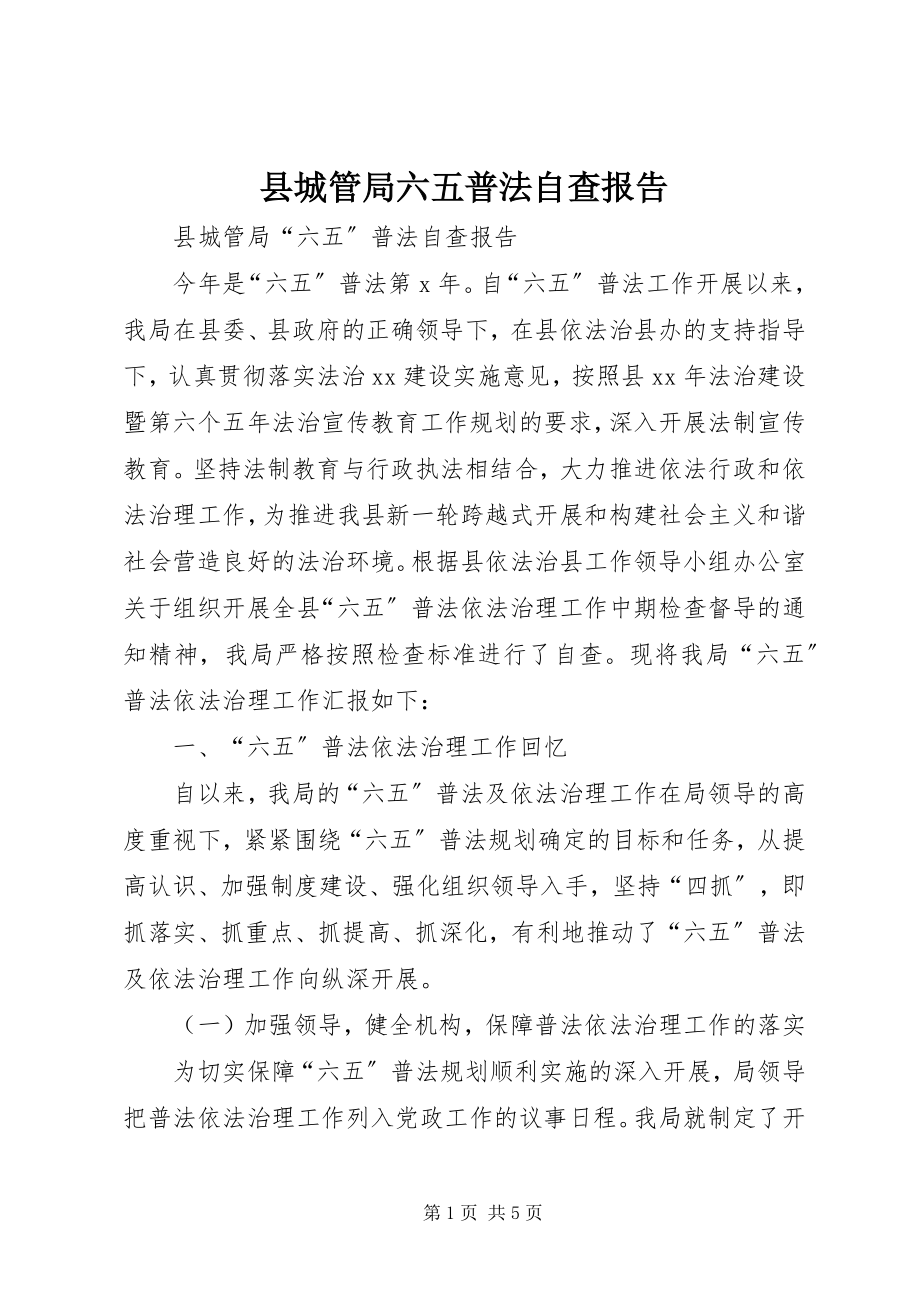 2023年县城管局六五普法自查报告.docx_第1页