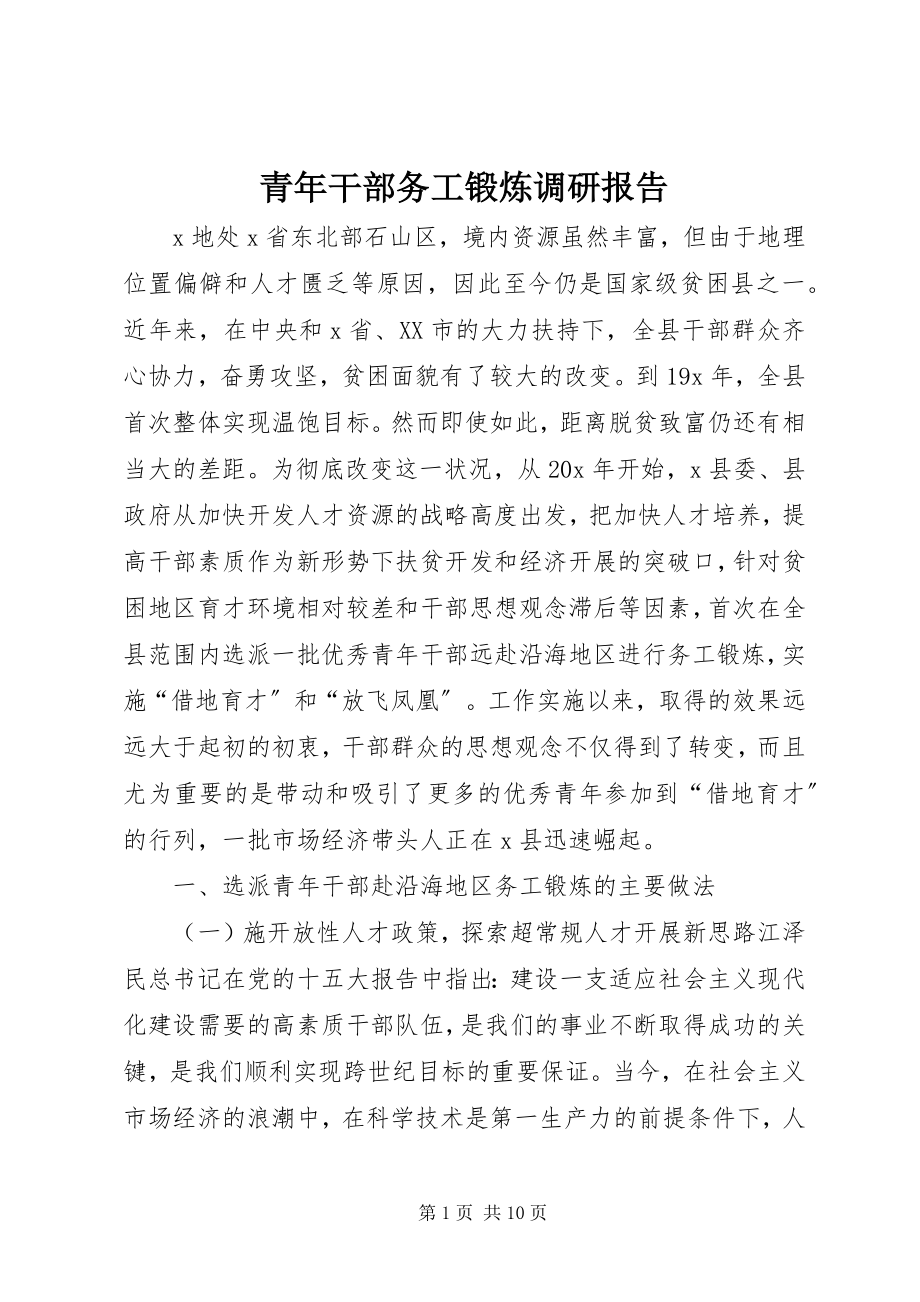 2023年青年干部务工锻炼调研报告.docx_第1页