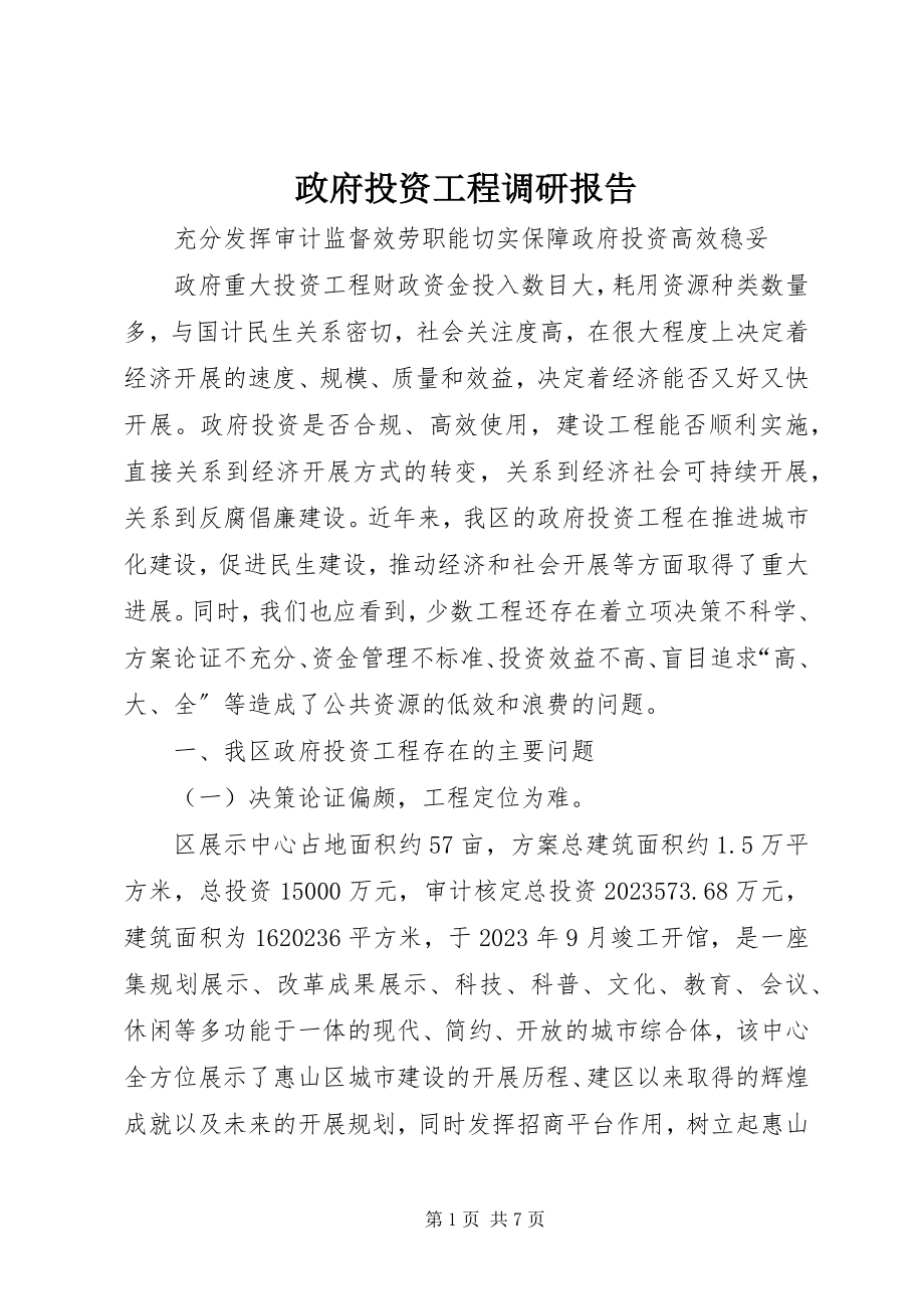 2023年政府投资项目调研报告.docx_第1页