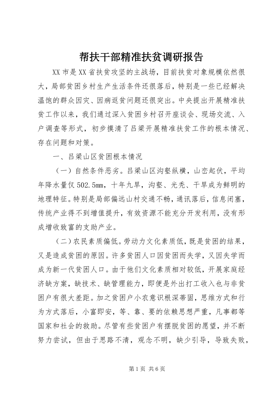 2023年帮扶干部精准扶贫调研报告新编.docx_第1页