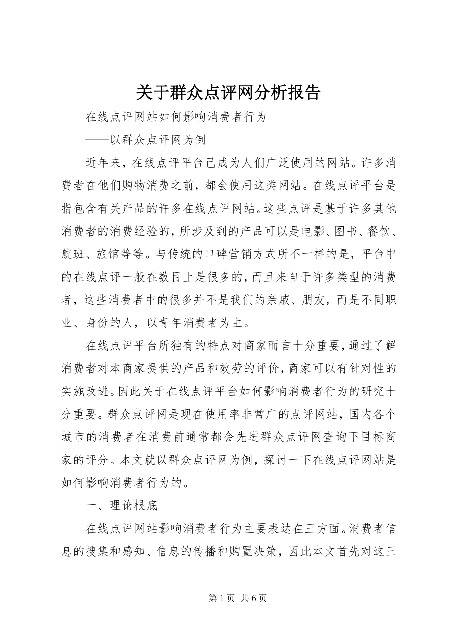 2023年大众点评网分析报告.docx_第1页