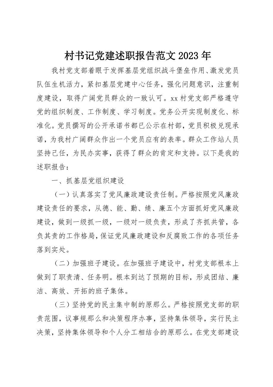 2023年村书记党建述职报告某年新编.docx_第1页