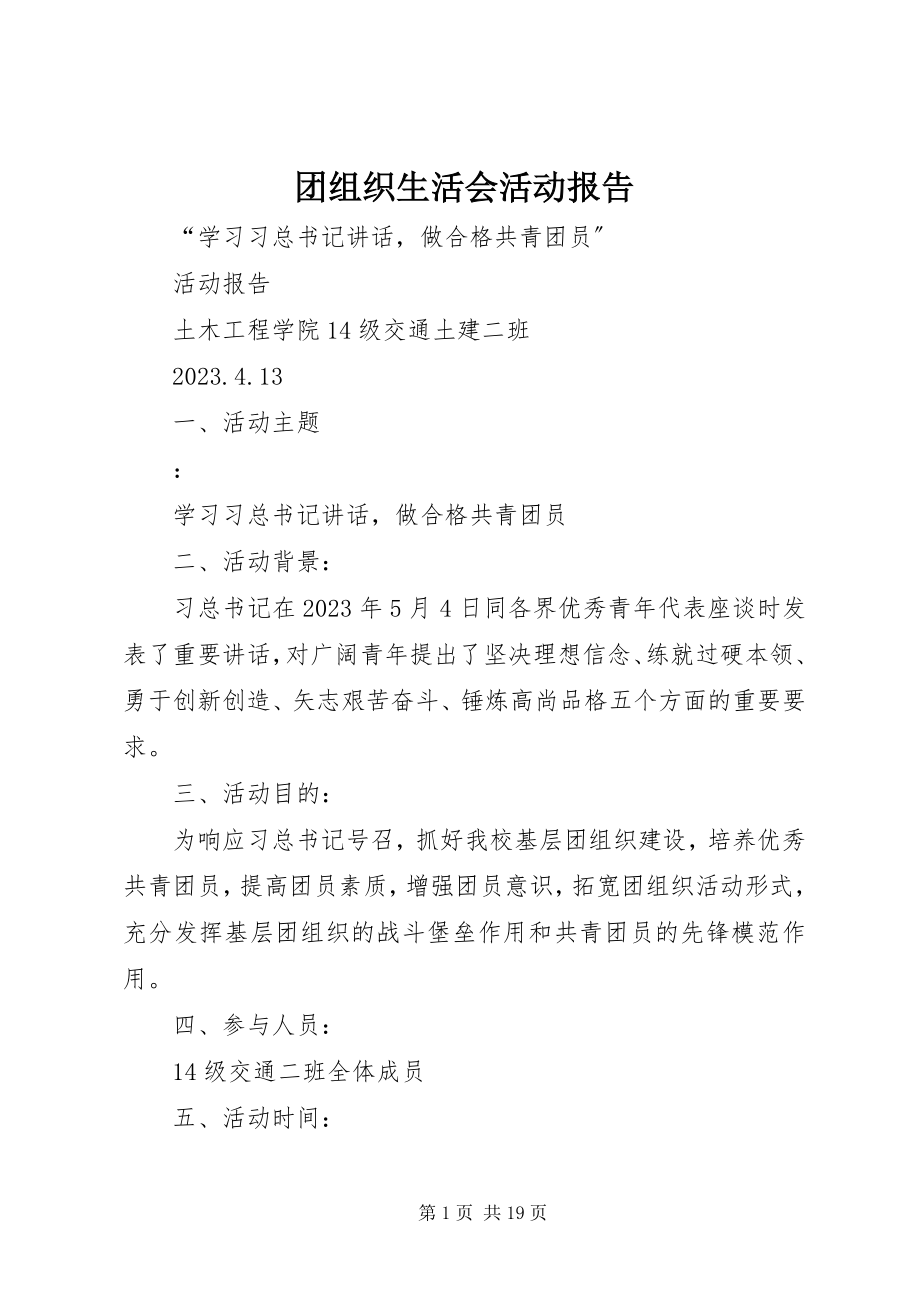 2023年团组织生活会活动报告.docx_第1页