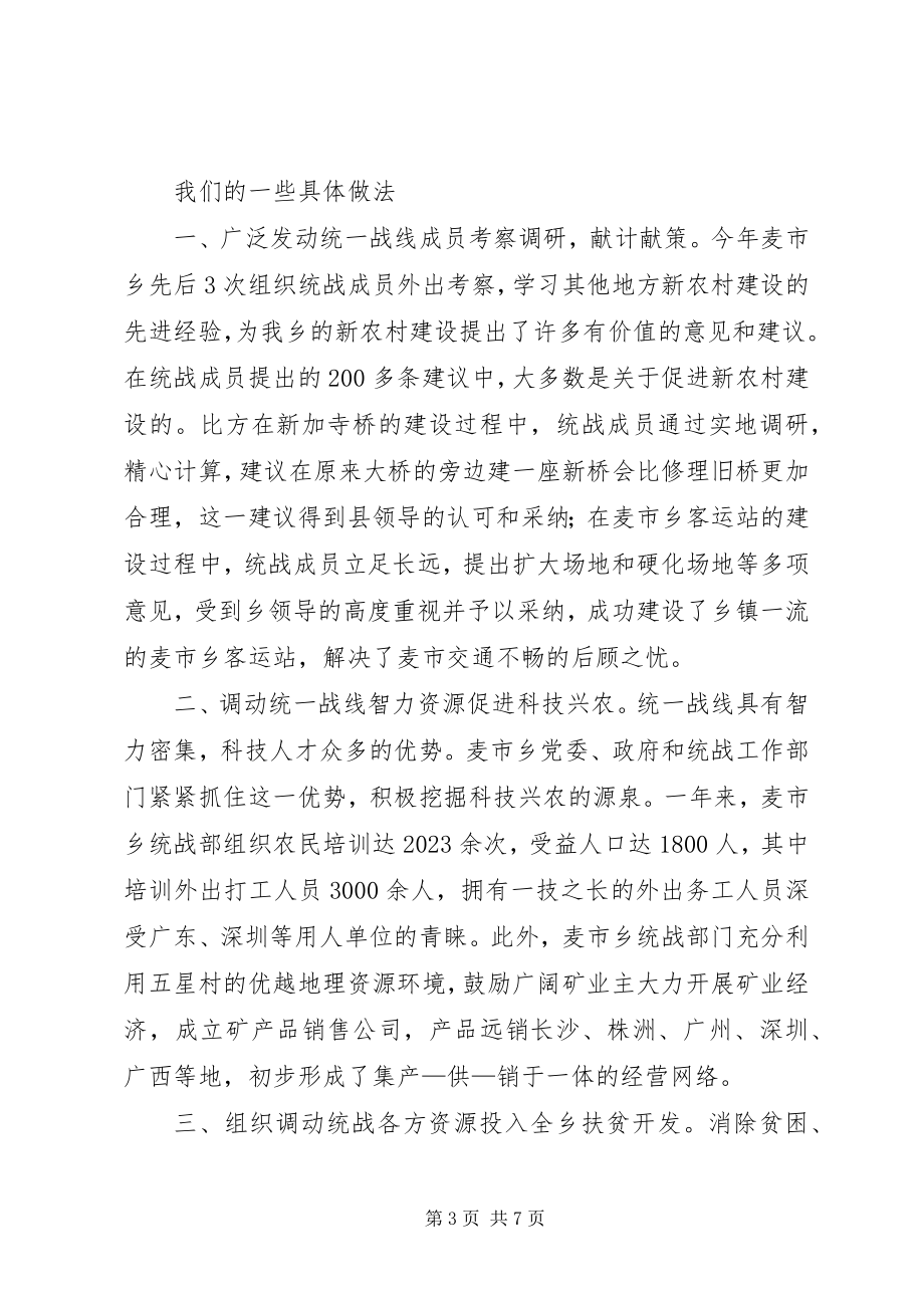 2023年发挥统战优势为建设社会主义新农村服务的报告.docx_第3页