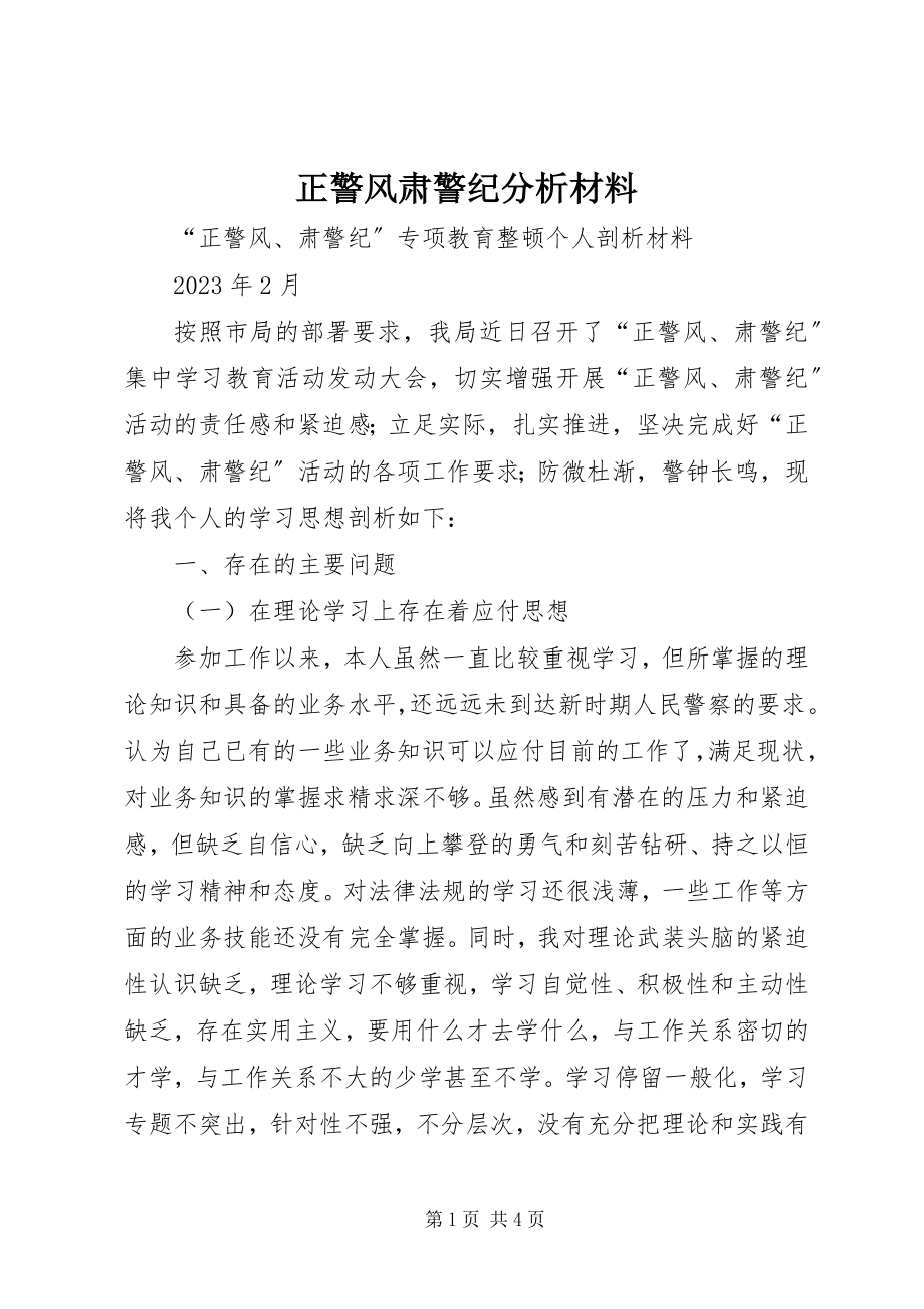 2023年正警风肃警纪分析材料.docx_第1页