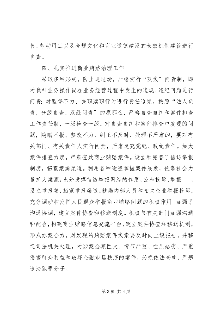 2023年银行治理商业贿赂自查报告银行反商业贿赂自查报告.docx_第3页