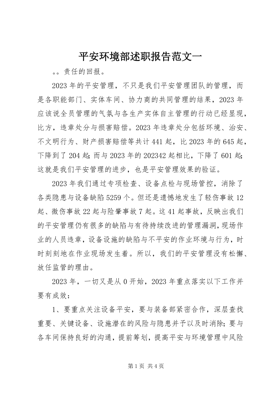 2023年安全环境部述职报告一新编.docx_第1页