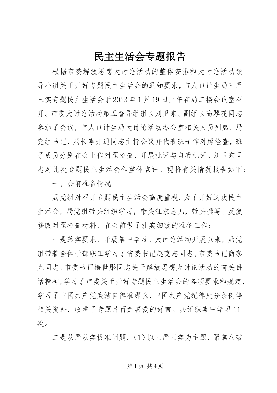 2023年民主生活会专题报告.docx_第1页