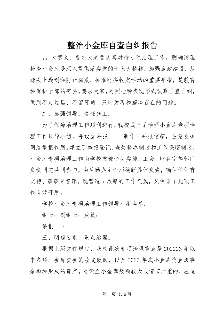 2023年整治小金库自查自纠报告.docx_第1页