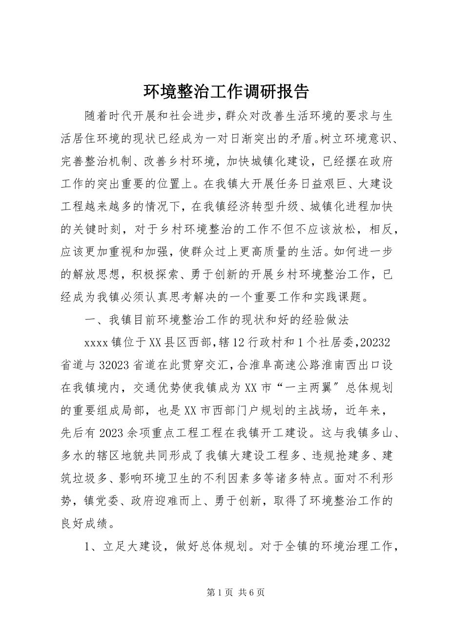 2023年环境整治工作调研报告.docx_第1页