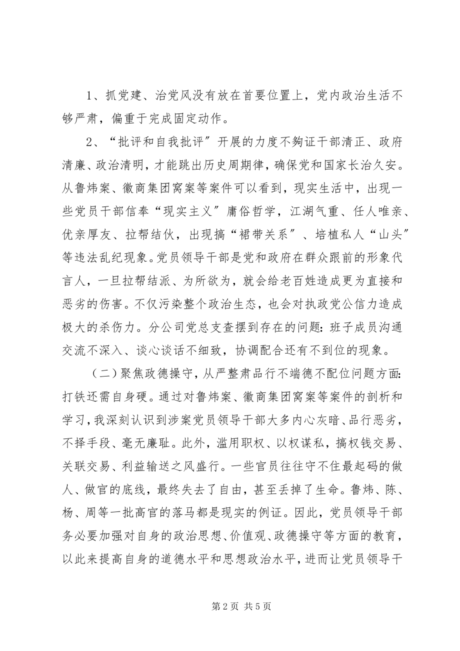 2023年讲严立党总支领导班子专题民主生活会对照分析检查材料.docx_第2页