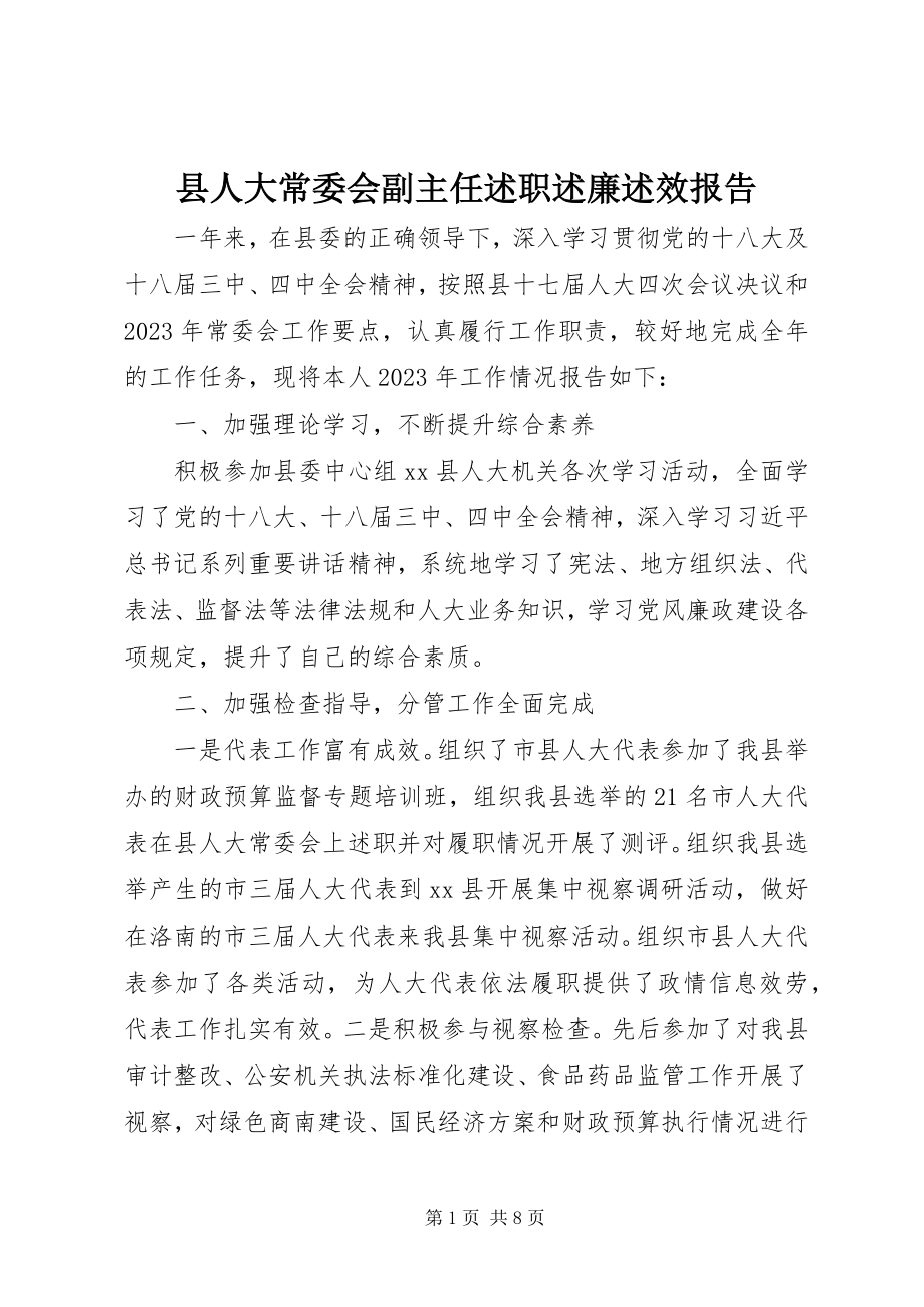 2023年县人大常委会副主任述职述廉述效报告.docx_第1页