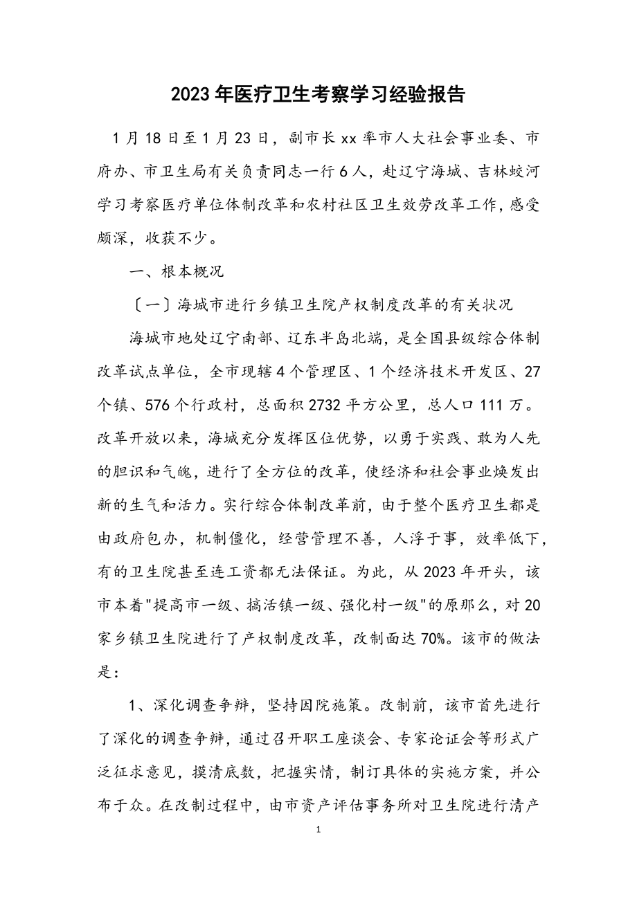 2023年医疗卫生考察学习经验报告.docx_第1页