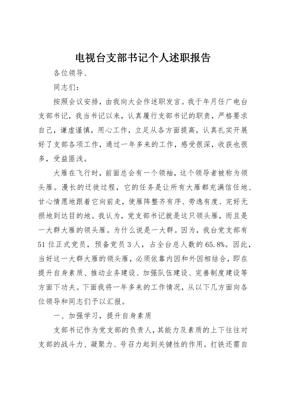 2023年电视台支部书记个人述职报告新编.docx_第1页