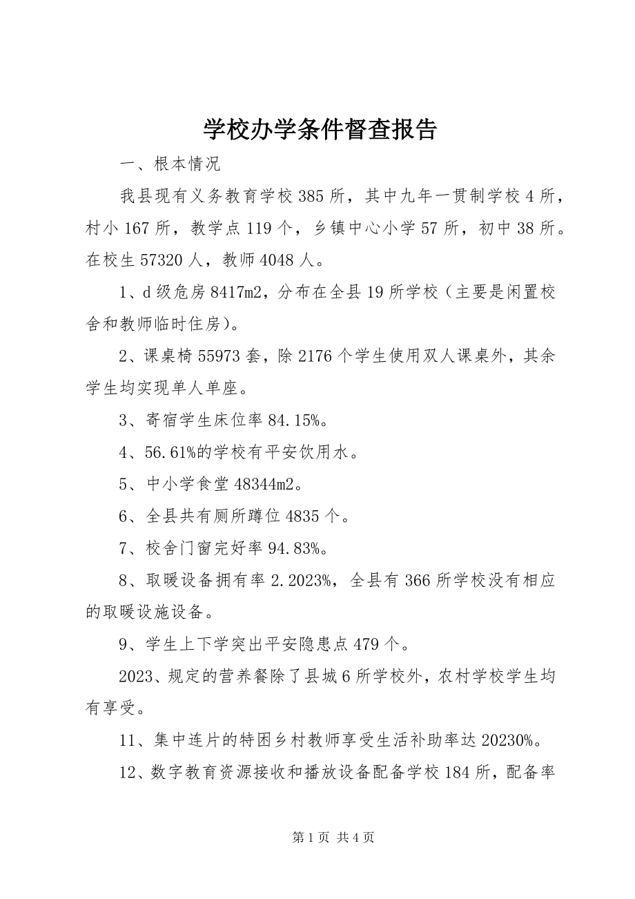 2023年学校办学条件督查报告.docx_第1页