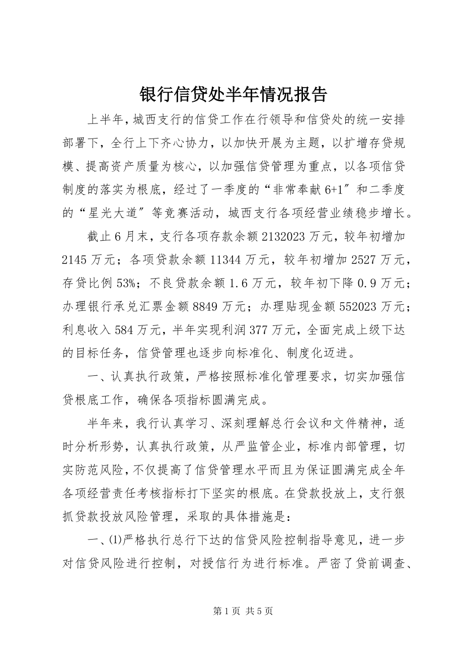 2023年银行信贷处半年情况报告.docx_第1页