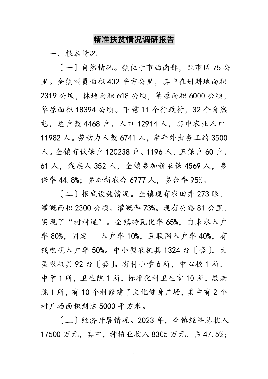 2023年精准扶贫情况调研报告范文.doc_第1页