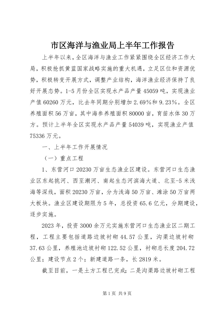 2023年市区海洋与渔业局上半年工作报告.docx_第1页