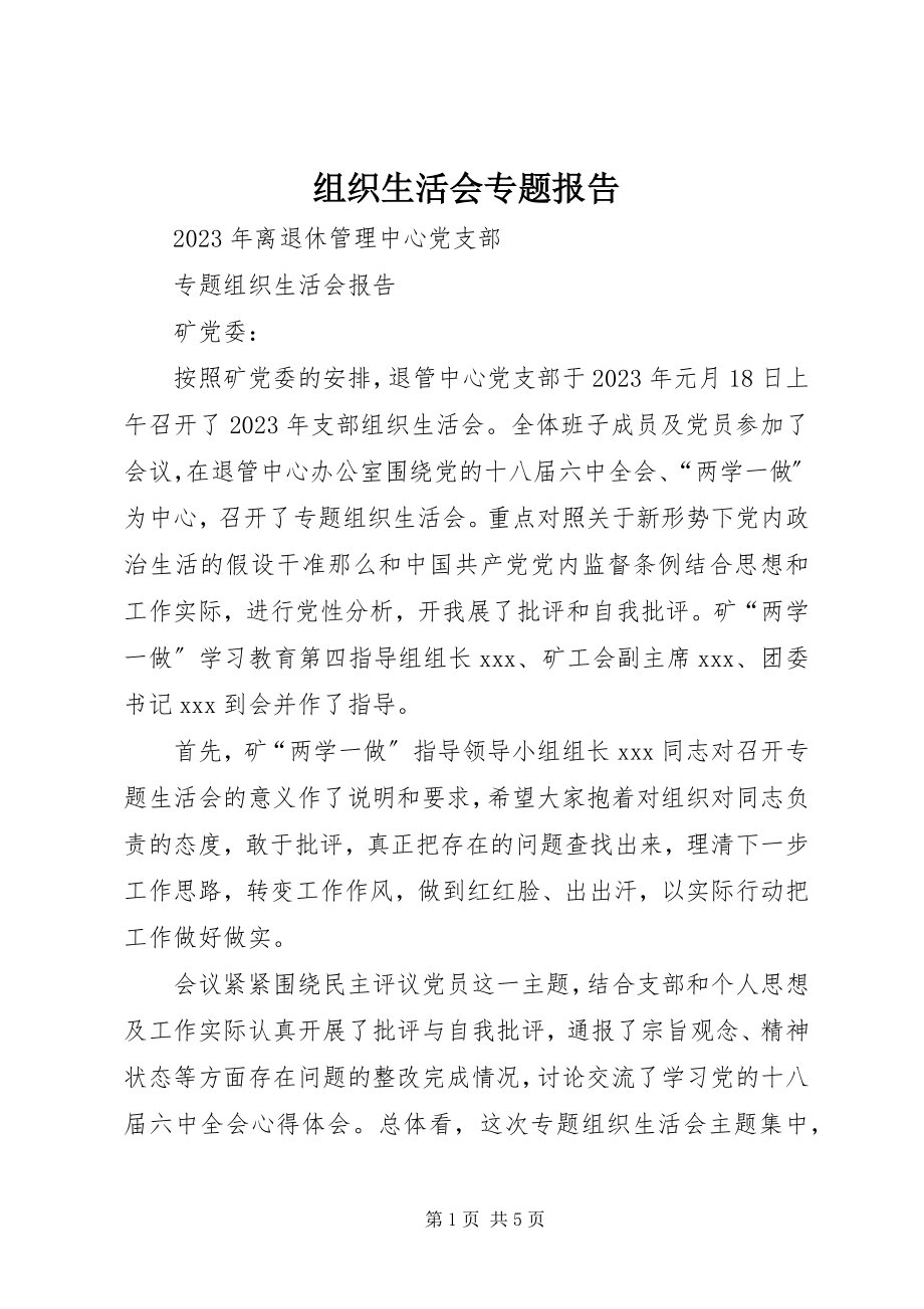 2023年组织生活会专题报告.docx_第1页