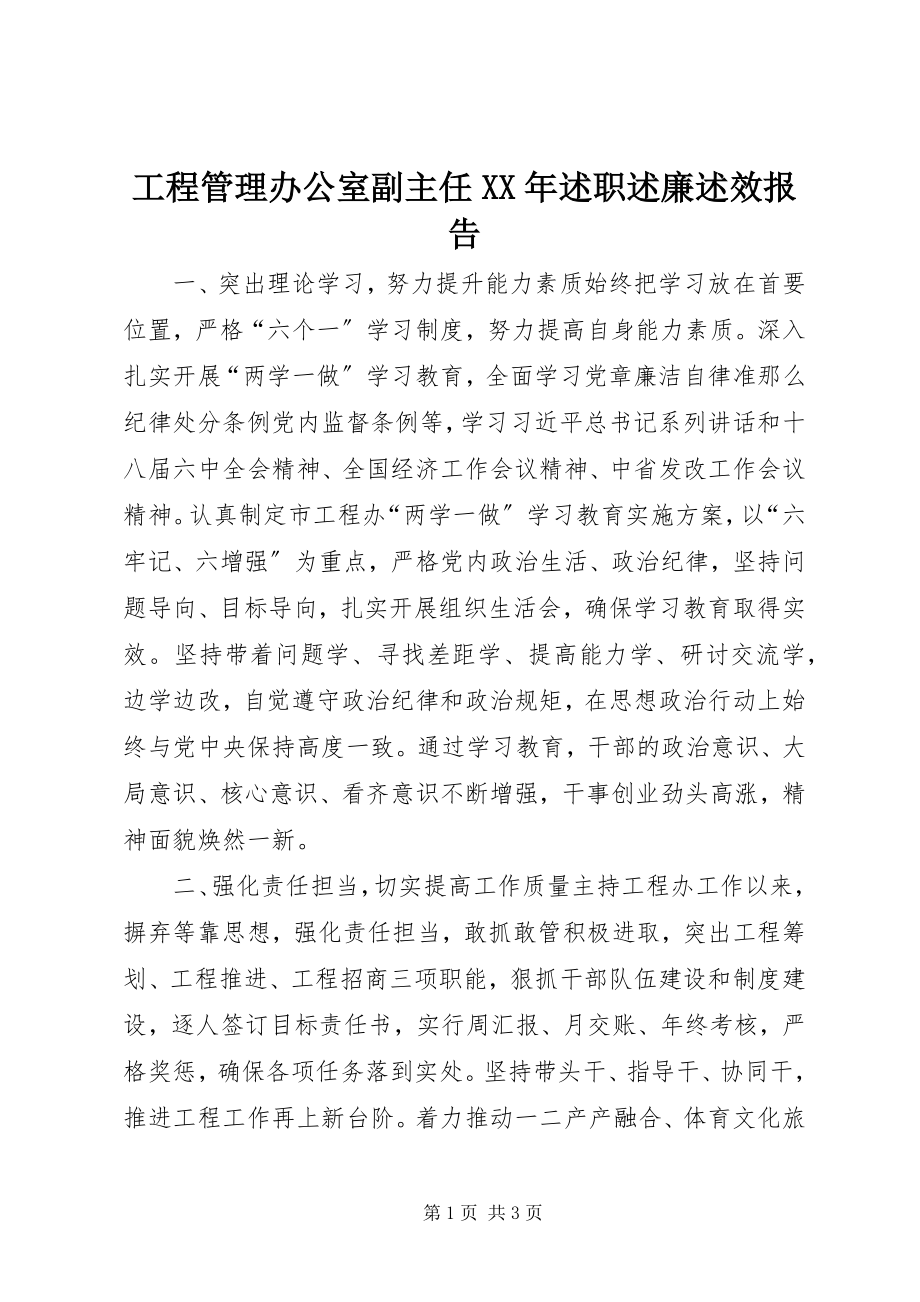 2023年项目管理办公室副主任述职述廉述效报告.docx_第1页