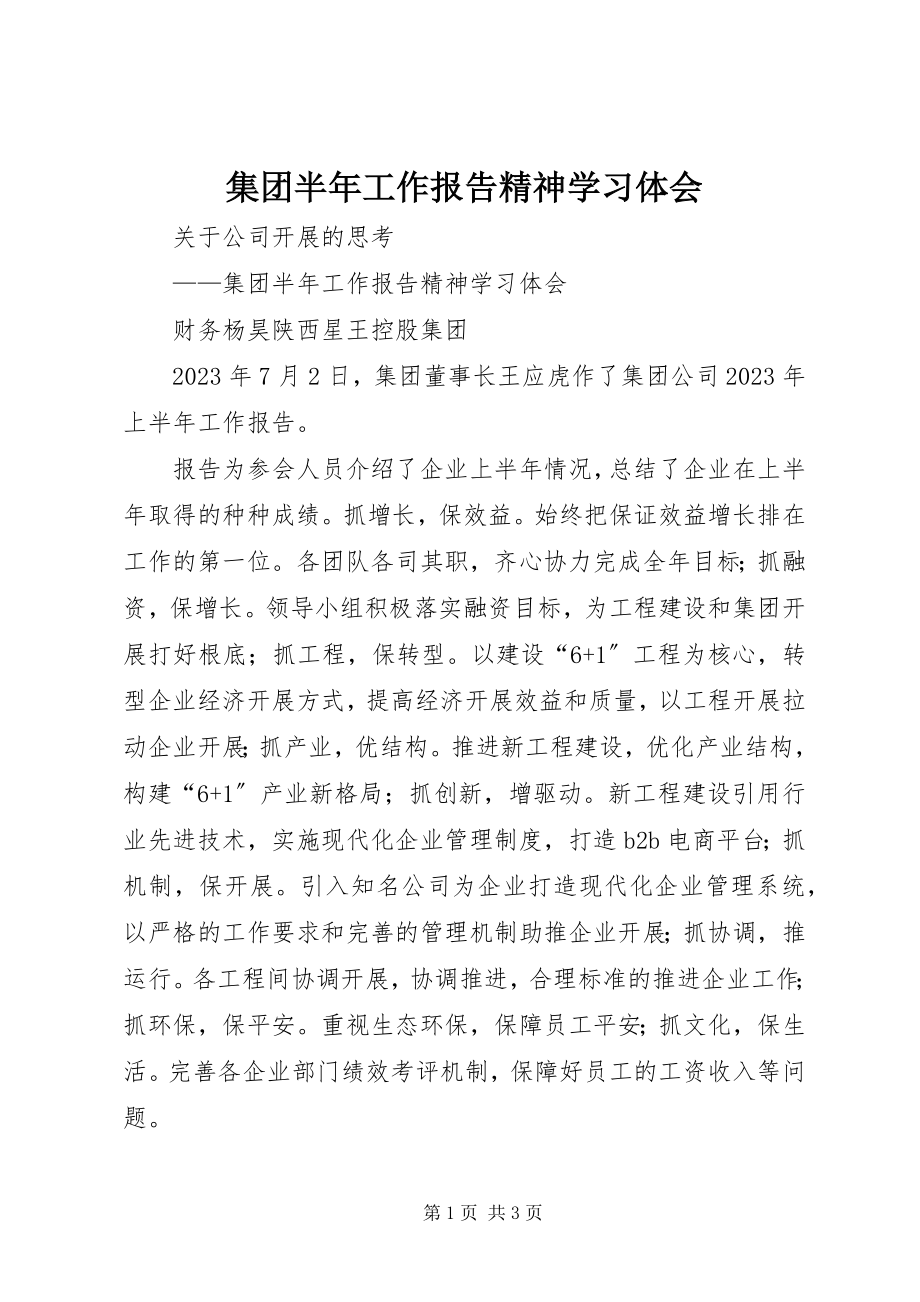 2023年集团半工作报告精神学习体会.docx_第1页