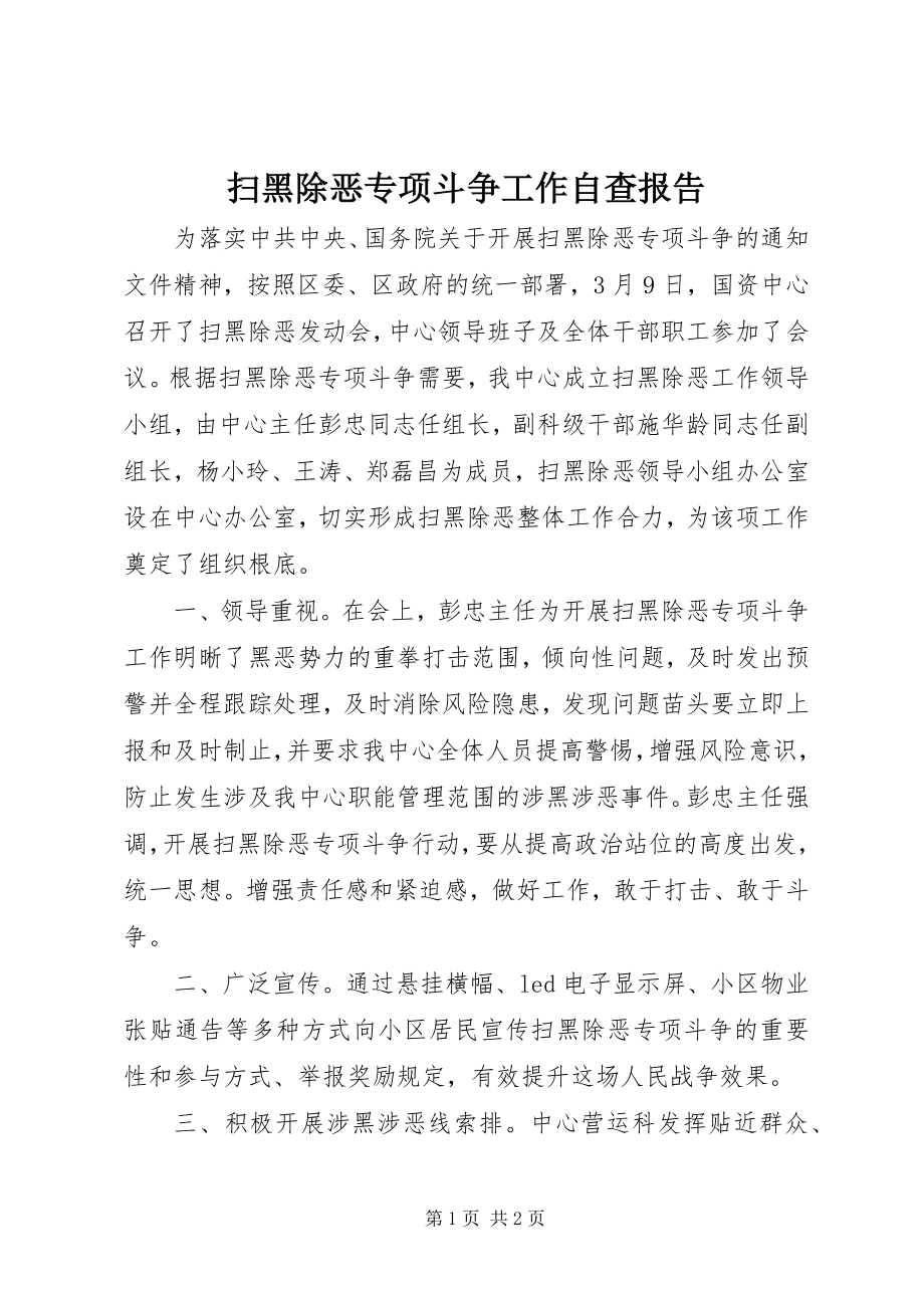 2023年扫黑除恶专项斗争工作自查报告.docx_第1页