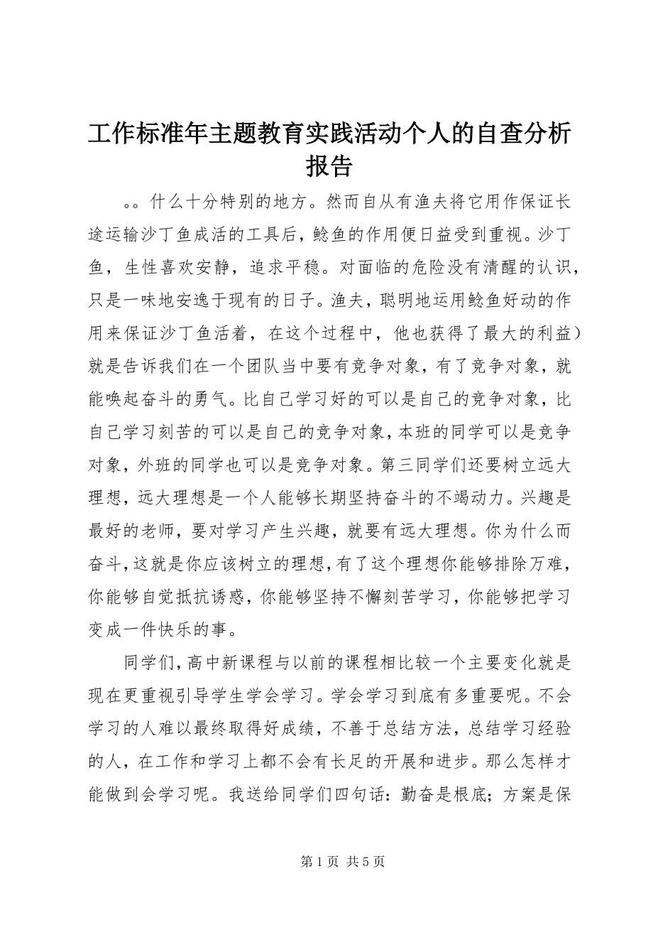 2023年工作规范年主题教育实践活动个人的自查分析报告.docx_第1页