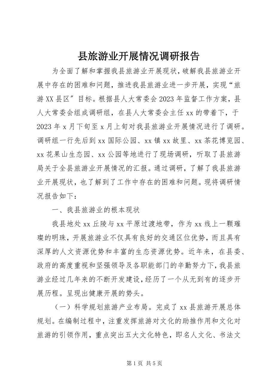 2023年县旅游业发展情况调研报告.docx_第1页