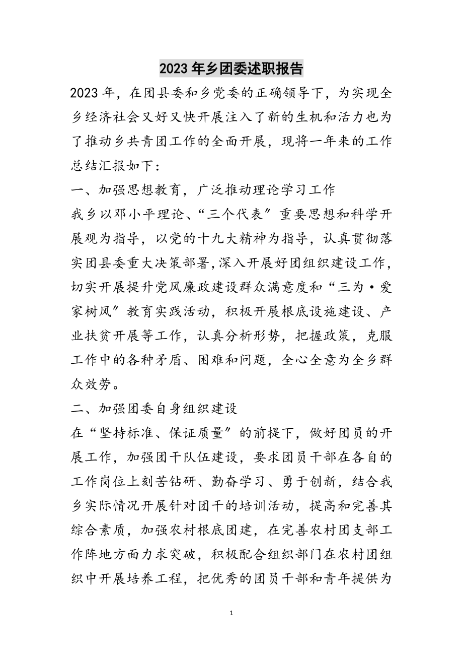 2023年年乡团委述职报告范文.doc_第1页