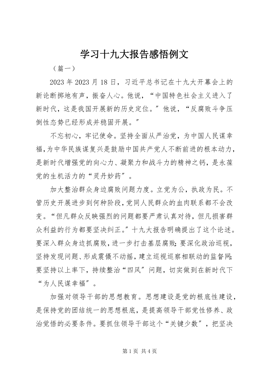 2023年学习十九大报告感悟例文.docx_第1页