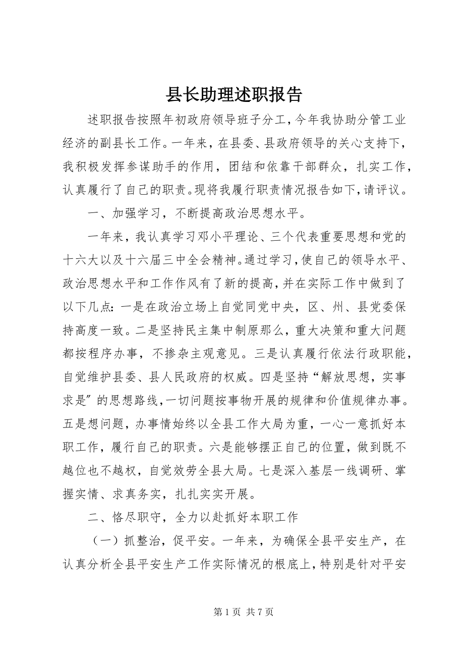 2023年县长助理述职报告.docx_第1页