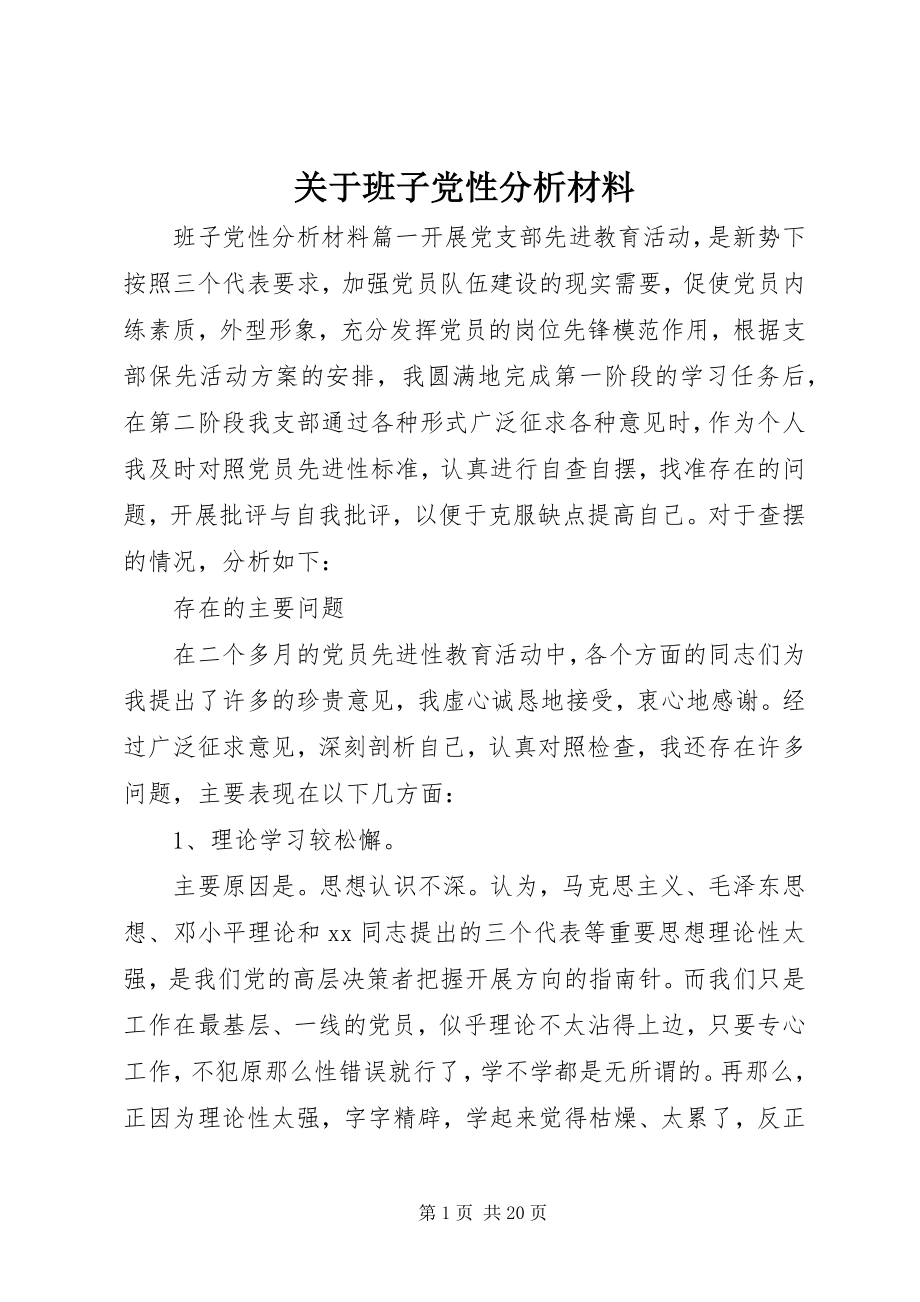 2023年班子党性分析材料.docx_第1页