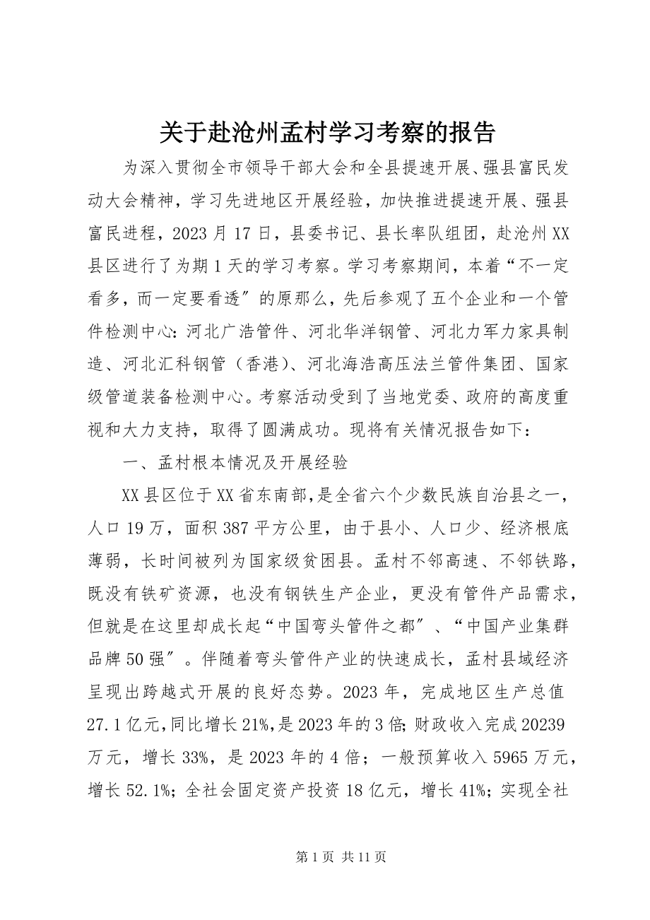 2023年赴沧州孟村学习考察的报告.docx_第1页