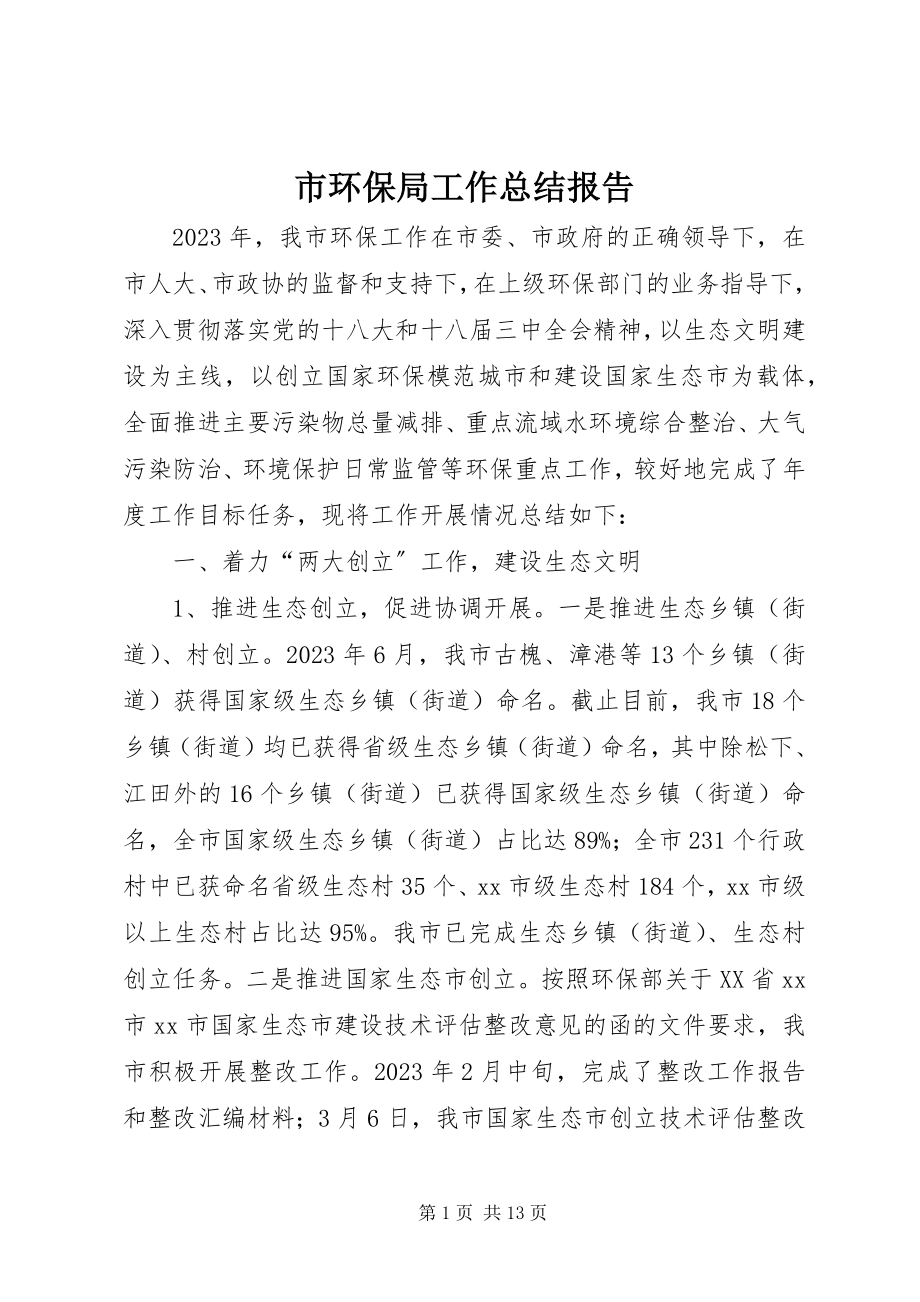 2023年市环保局工作总结报告.docx_第1页