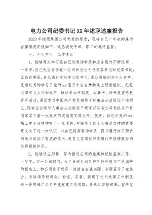 2023年电力公司纪委书记某年述职述廉报告新编.docx