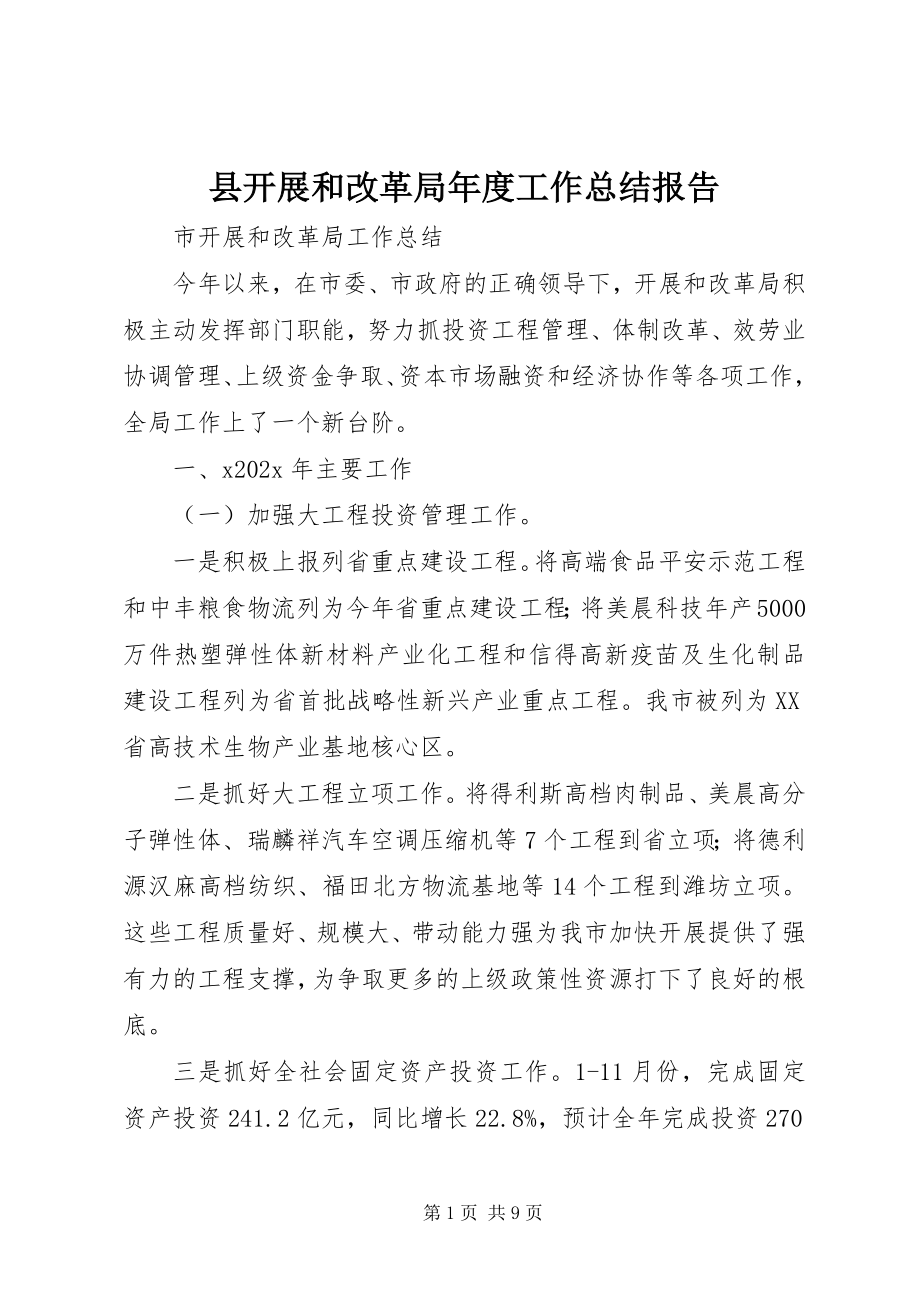 2023年县发展和改革局年度工作总结报告.docx_第1页