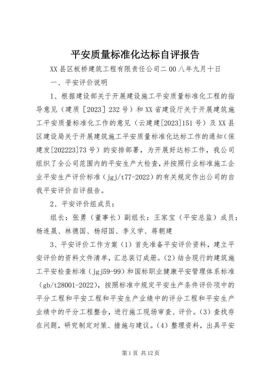 2023年安全质量标准化达标自评报告新编.docx_第1页