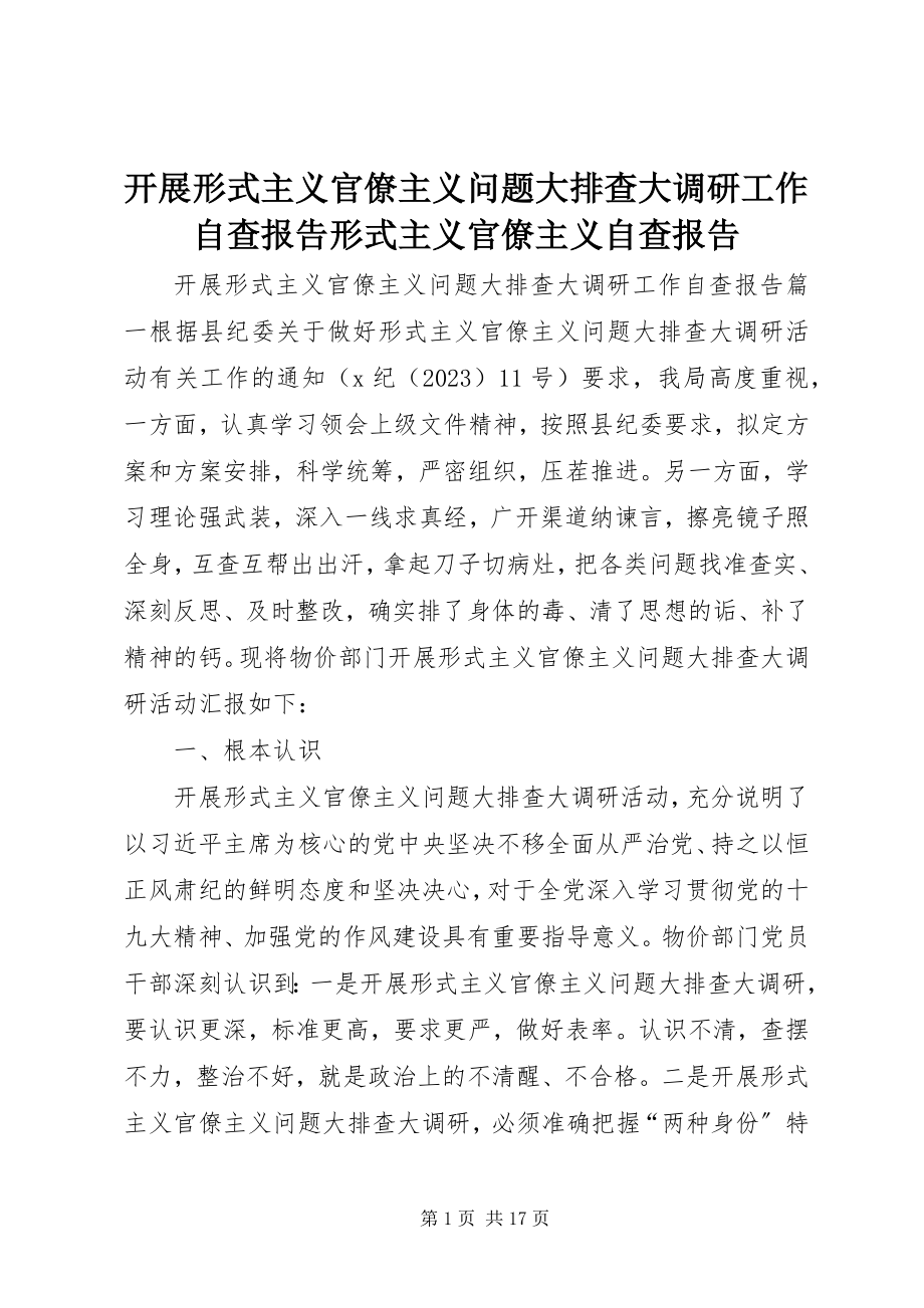 2023年开展形式主义官僚主义问题大排查大调研工作自查报告形式主义官僚主义自查报告.docx_第1页